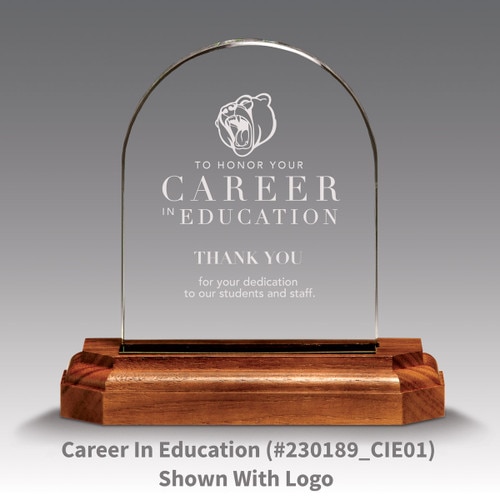 premium jade arch award with career in education message
