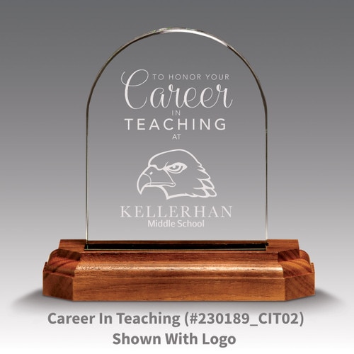 premium jade arch award with career in teaching message