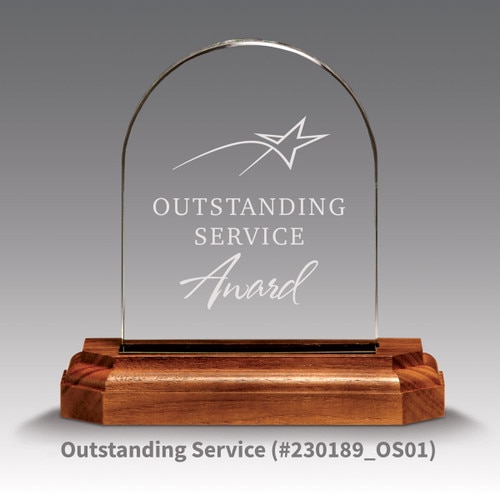 premium jade arch award with outstanding service message