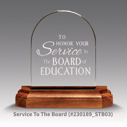 premium jade arch award with service to the board message