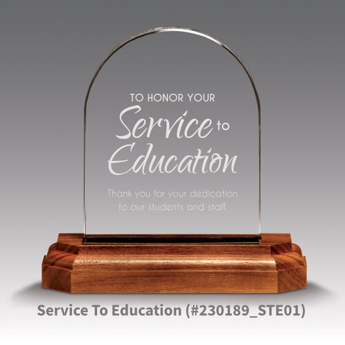 premium jade arch award with service to education message
