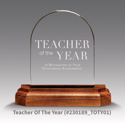 premium jade arch award with teacher of the year message