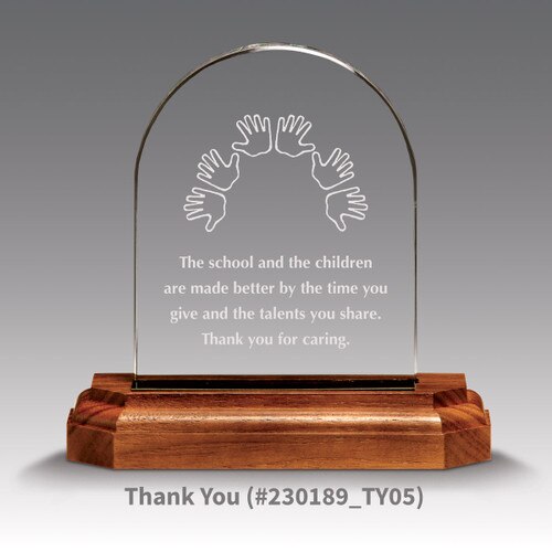 premium jade arch award with thank you for caring message