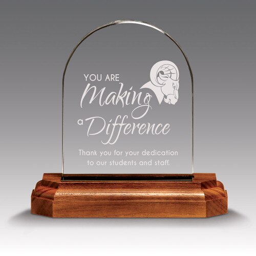 premium jade arch award with making a difference message