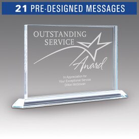 solid crystal tribute award with outstanding service message