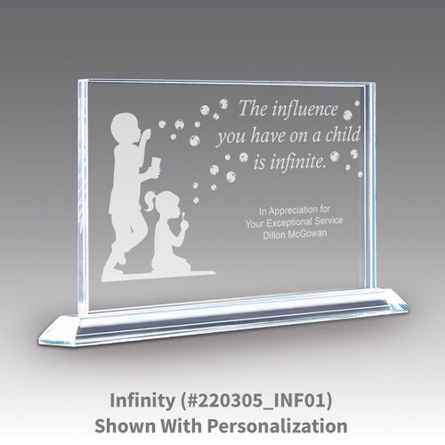 solid crystal tribute award with the influence you have on a child message
