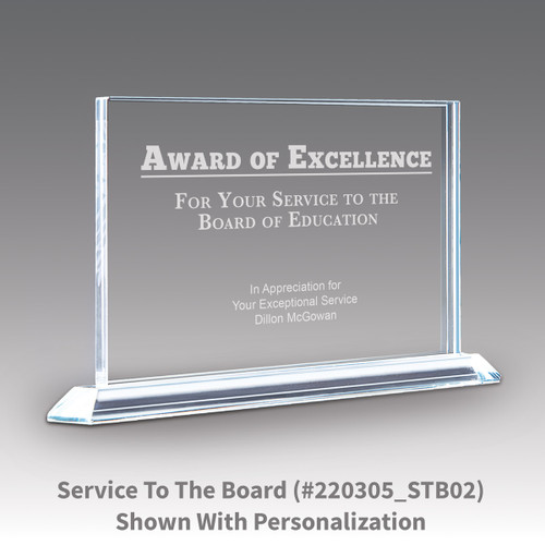 solid crystal tribute award with award of excellence message