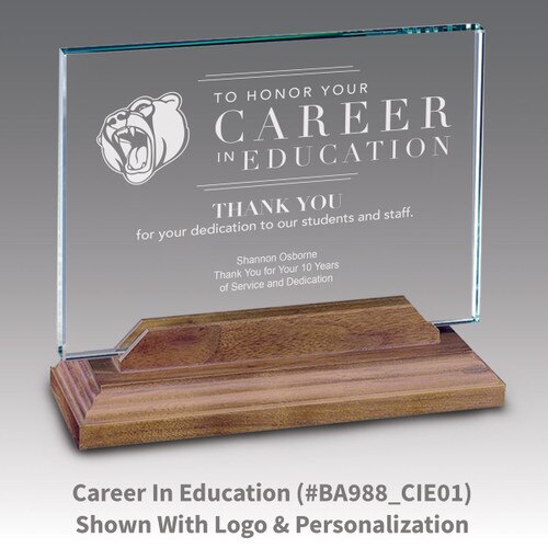 premium jade horizontal base award with career in education message