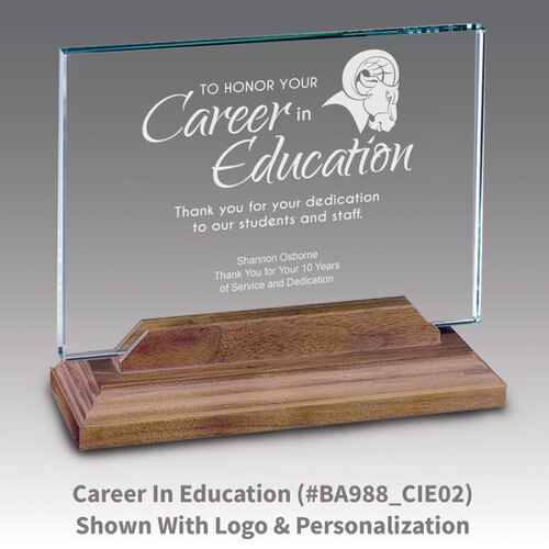 premium jade horizontal base award with career in education message