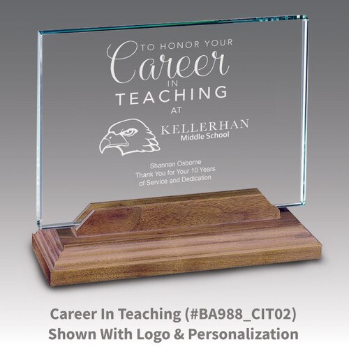 premium jade horizontal base award with career in teaching message