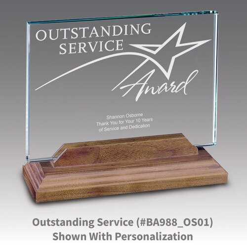 premium jade horizontal base award with outstanding service message