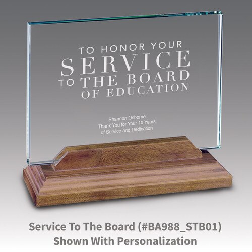 premium jade horizontal base award with service to the board message