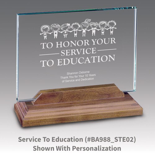 premium jade horizontal base award with service to education message