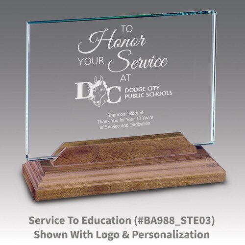 premium jade horizontal base award with to honor your service message