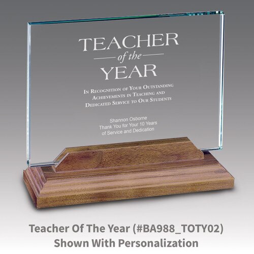premium jade horizontal base award with teacher of the year message