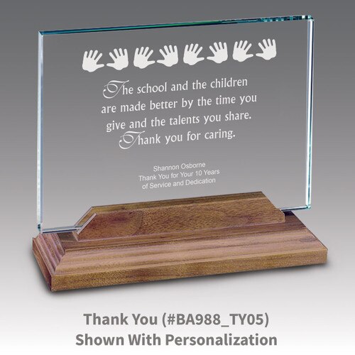 premium jade horizontal base award with thank you message