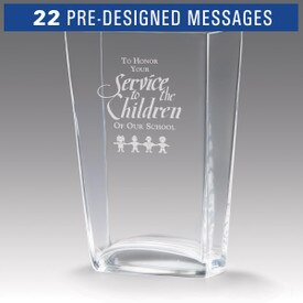 recognition crystal vase with service to children message