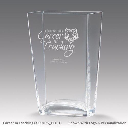 recognition crystal vase with career in teaching message