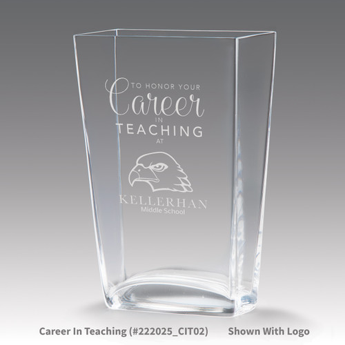 recognition crystal vase with career in teaching message