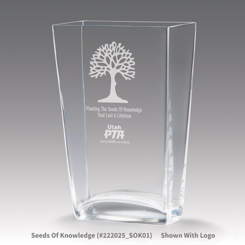 recognition crystal vase with service to the board message
