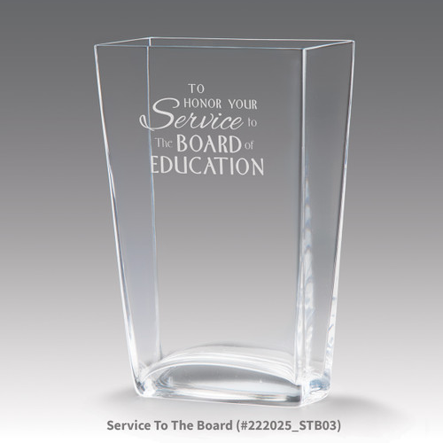 recognition crystal vase with service to children message