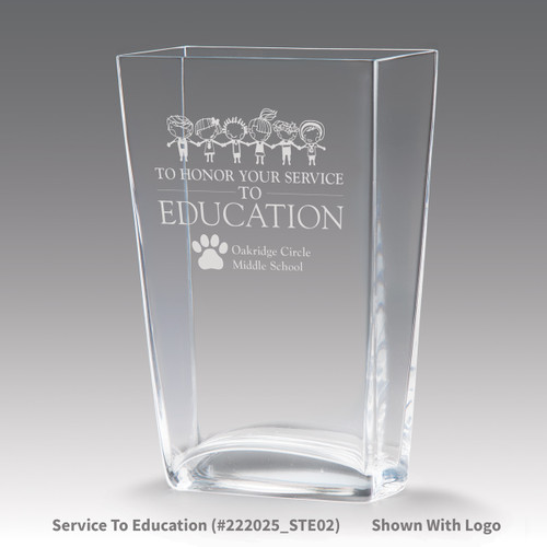 recognition crystal vase with to honor your service message