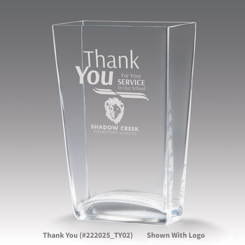 recognition crystal vase with years of service message