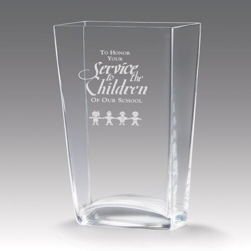 recognition crystal vase with service to children message