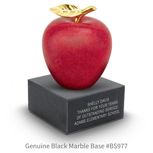 black marble base with marble apple