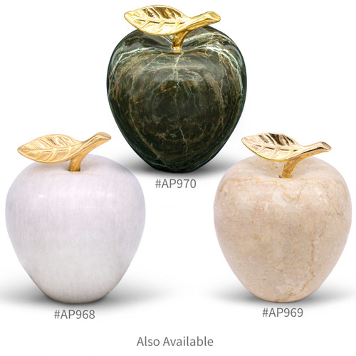 jade green, white, and botticino beige marble apples