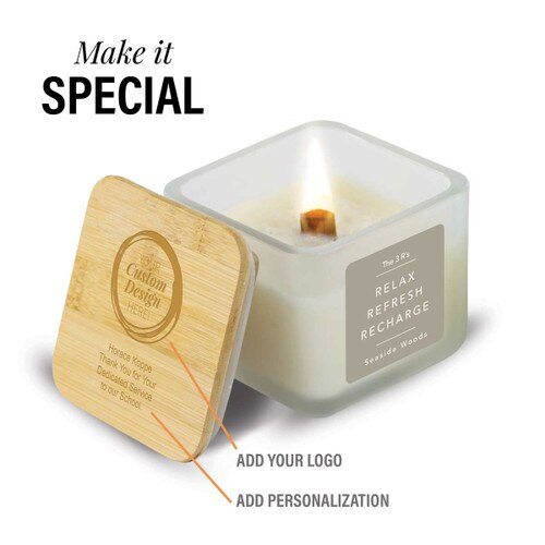 relax refresh recharge candle with add your logo and personalization