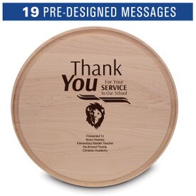 14" round maple cutting board with juice well