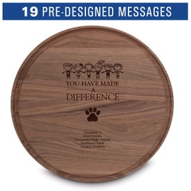 14" round walnut cutting board with juice well