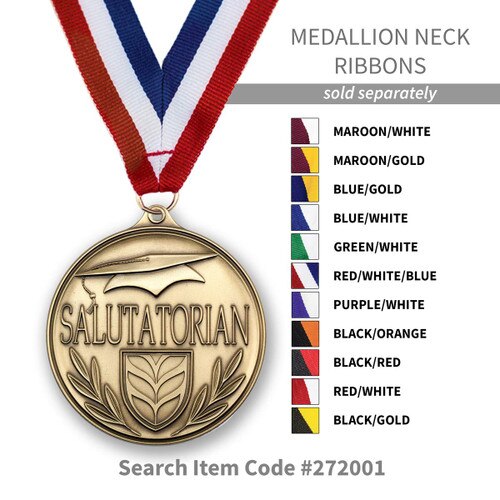 several colors of neck ribbons for the salutatorian medal