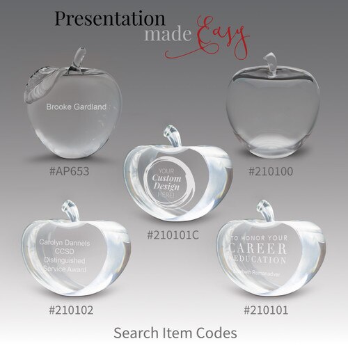 five optic crystal apples