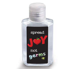 2 oz. Antibacterial Hand Sanitizer Gel Featuring The Motivational Message “Spread Joy Not Germs”