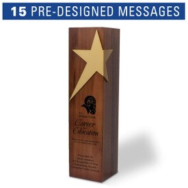 Solid walnut trophy with brushed gold star accent