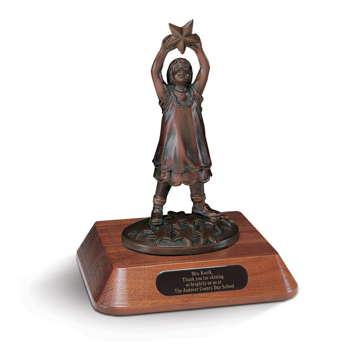 star polisher base award with statue of a girl holding a star