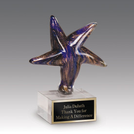 This starfish art glass award is a unique recognition trophy that is the perfect teacher appreciation gift.