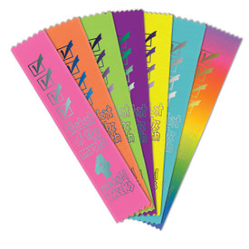 colorful satin ribbons with foil-stamped student of the month message