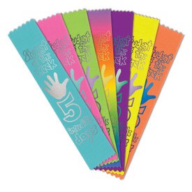 colorful satin ribbons with foil-stamped student of the week message