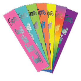 colorful satin ribbons with foil-stamped surprise caught you being good message