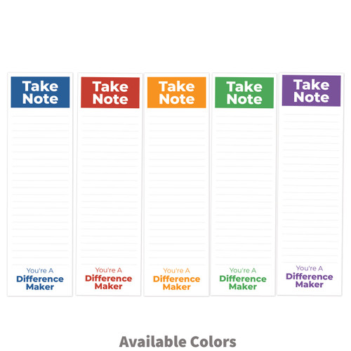 take note your're a difference maker slim notepad in five colors