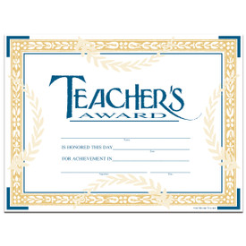 teacher's award certificate