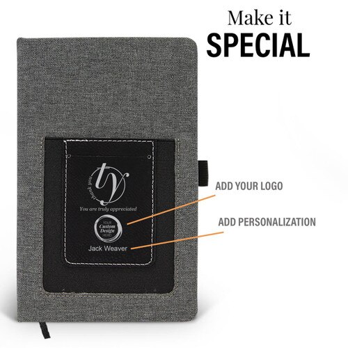 thank you pocket canvas journal with add your logo and personalization