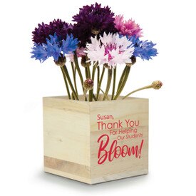 This Natural Pine Wood Plant Kit With Patriotic Flower Seeds Features The Inspirational Message “Thank You For Helping Our Students Bloom”