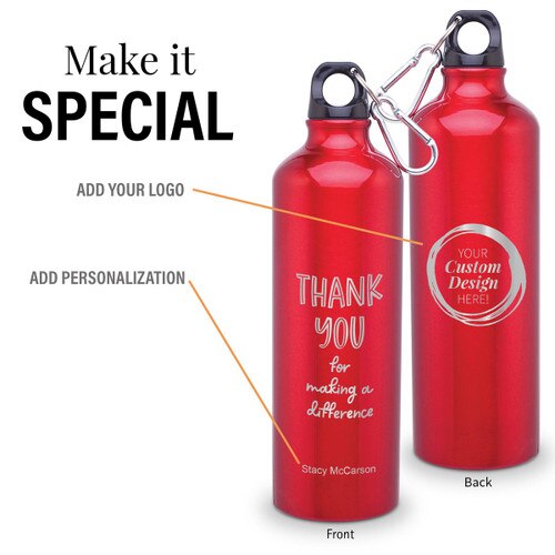 thank you for making a difference red24 oz carabiner canteen with add your logo and personalization