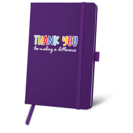 purple journal with thank you message