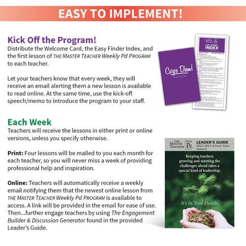 Resources you receive with program: leader's guide, welcome card, and easy finder index.