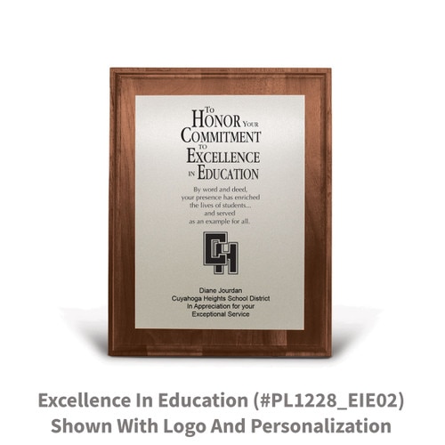7x9 walnut plaque with brushed silver plate featuring to honor commitment message